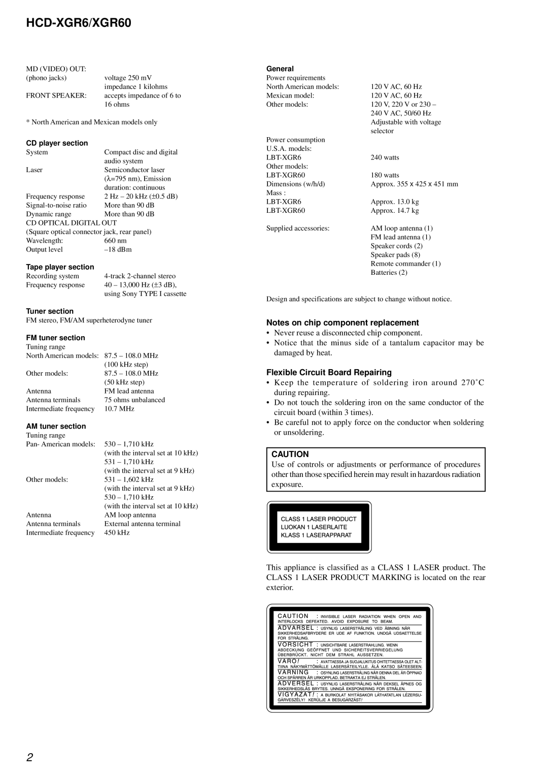 Sony HCD-XGR60 specifications HCD-XGR6/XGR60, Flexible Circuit Board Repairing 