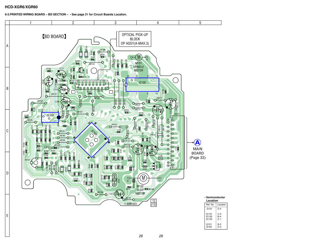 Sony HCD-XGR60 specifications Semiconductor, Spindle 