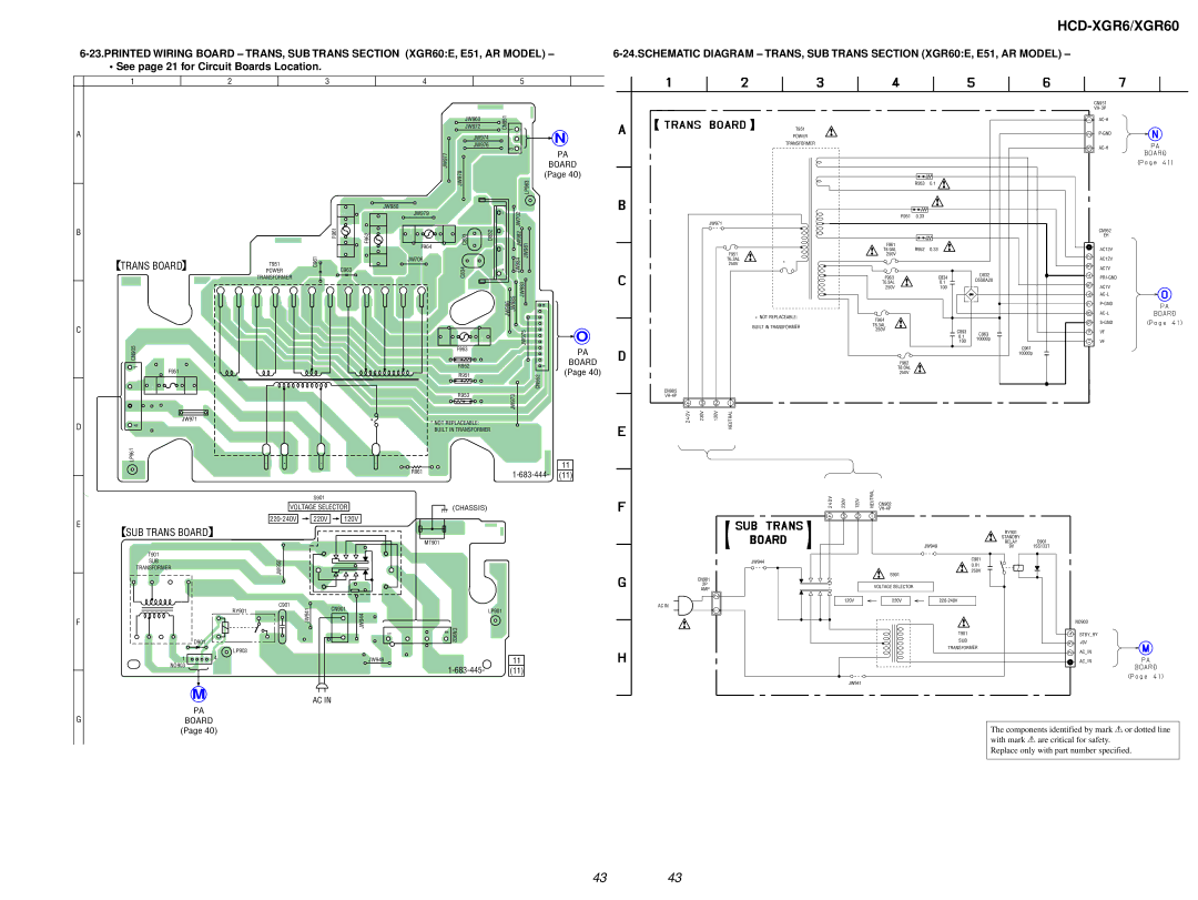 Sony HCD-XGR60 specifications SUB Trans Board 