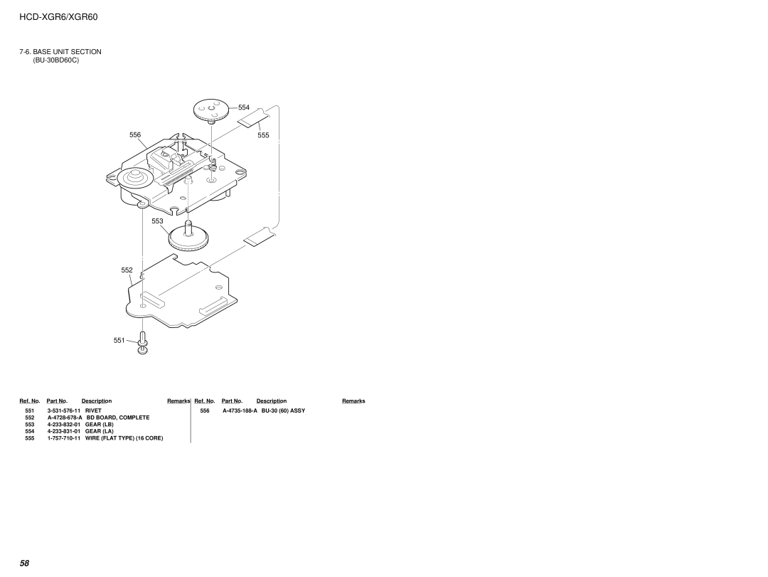 Sony HCD-XGR60 specifications Base Unit Section BU-30BD60C, Rivet 