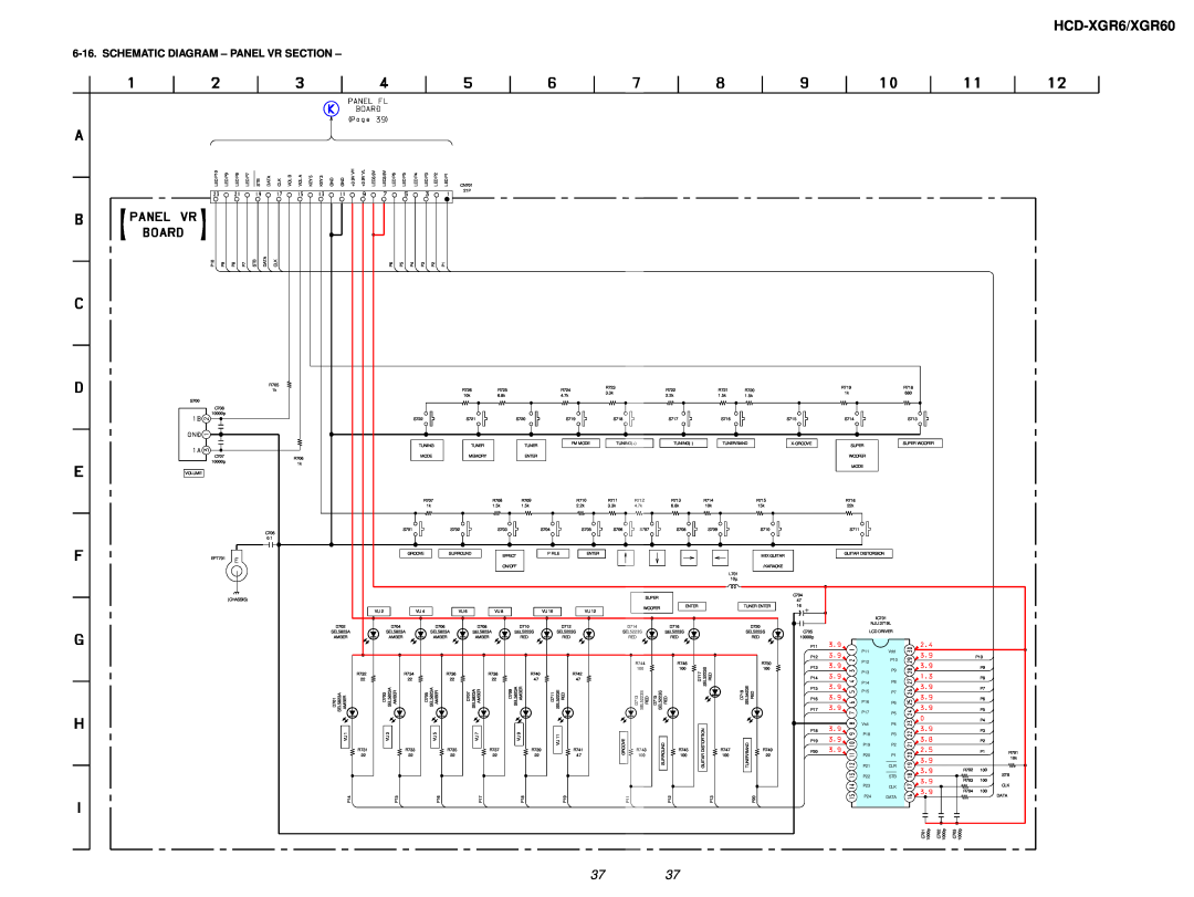 Sony HCD-XGR60 specifications Schematic Diagram - Panel Vr Section, HCD-XGR6/XGR60, 9V.LED3, P6LED, P2LED, 10 ∝ 
