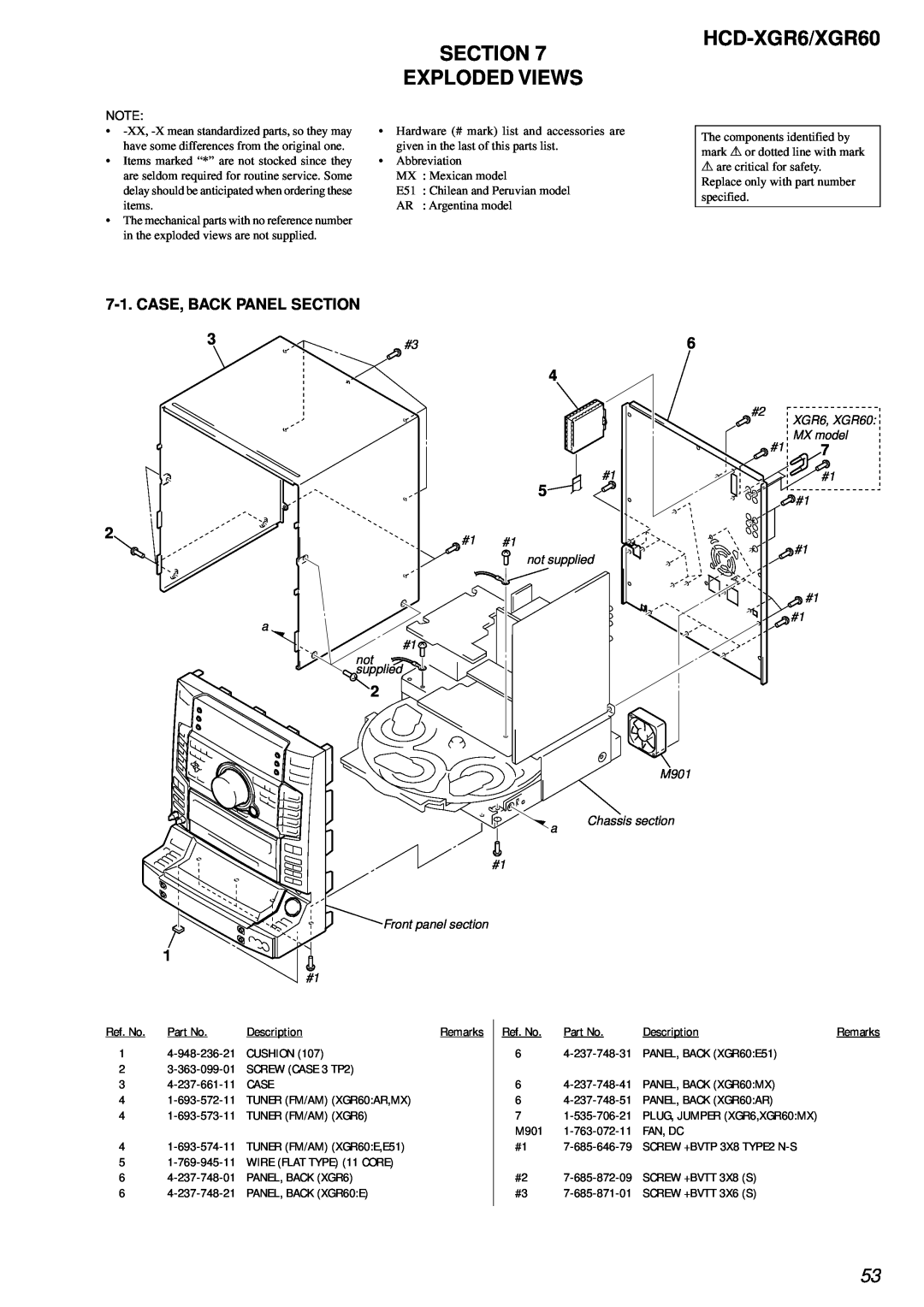 Sony HCD-XGR60 specifications HCD-XGR6/XGR60 SECTION EXPLODED VIEWS, Case, Back Panel Section 