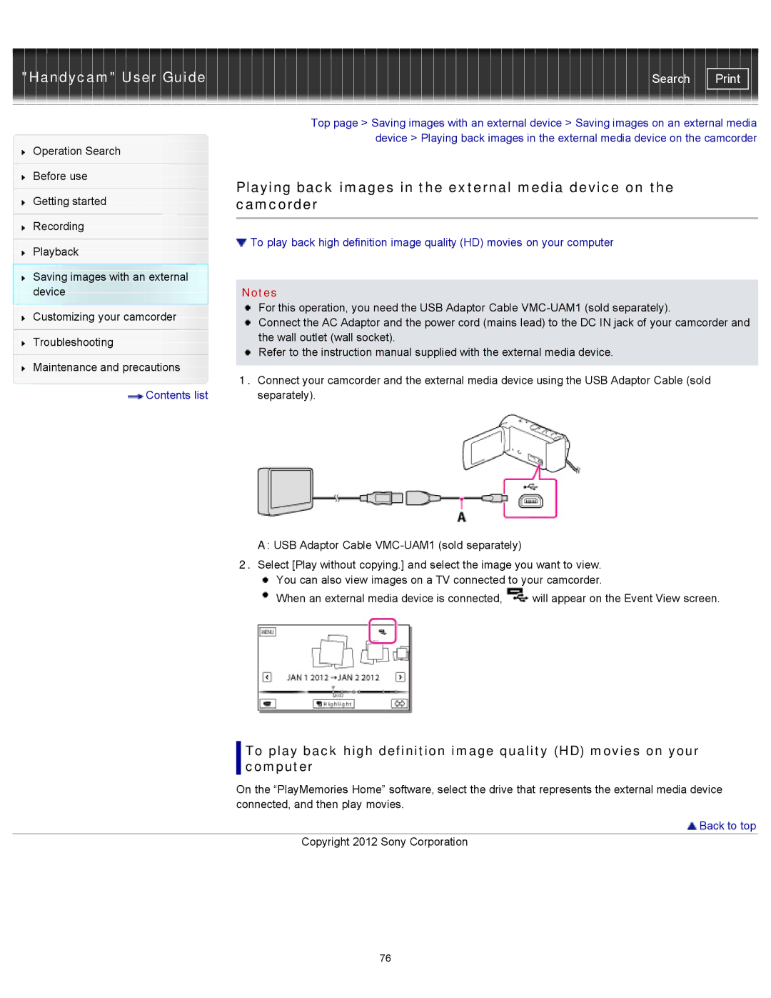 Sony HDR-CX190, PJ200, CX210, CX200 manual Contents list 