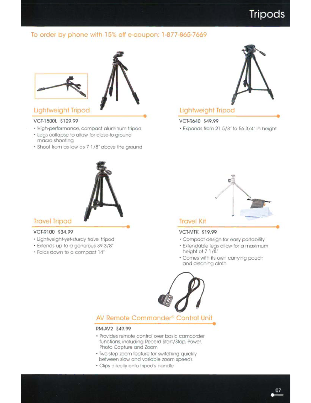 Sony HDR-XR350, HDR-CX350V, HD-RCX300, HDR-CX370 manual Tripods 