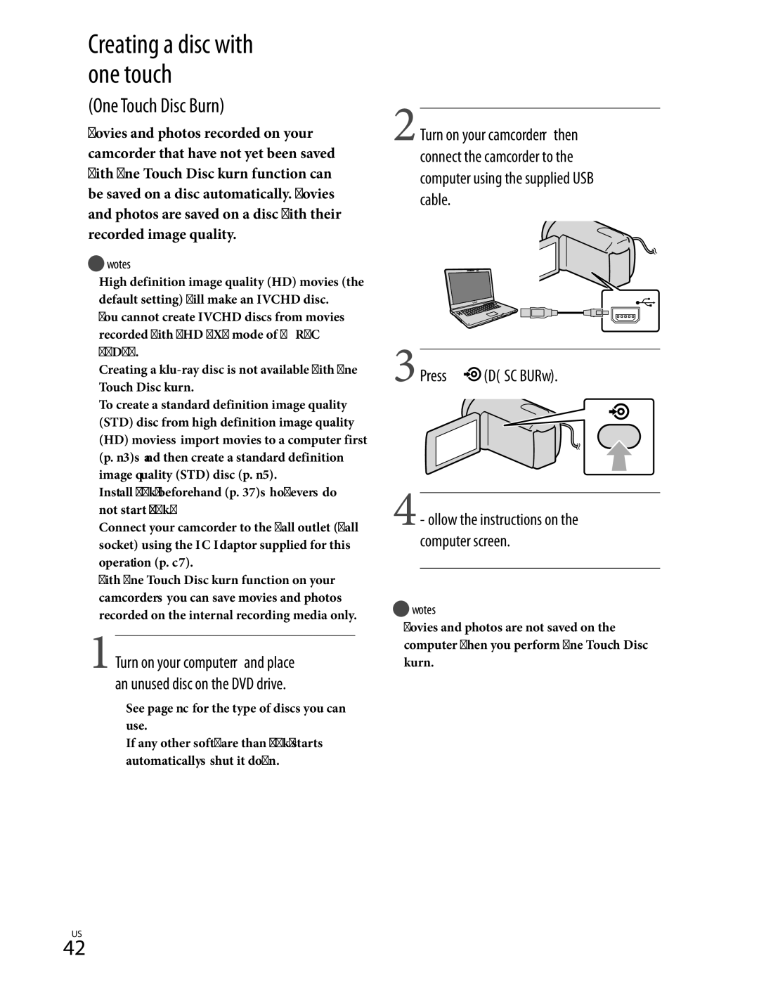 Sony HDR-CX350V, HD-RCX300, HDR-CX370, HDR-XR350 manual Creating a disc with one touch, One Touch Disc Burn 