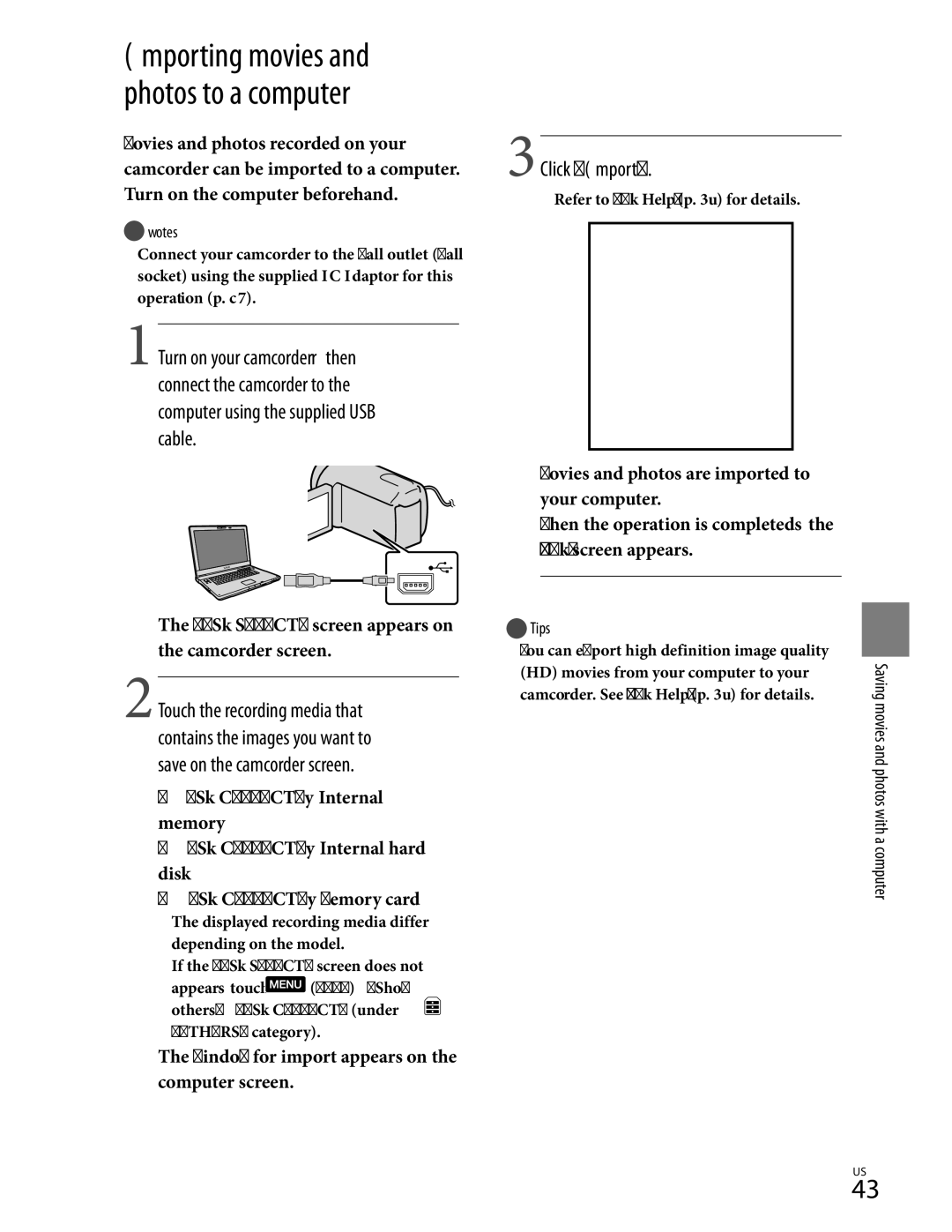 Sony HDR-CX370, HDR-CX350V, HD-RCX300 manual Importing movies and photos to a computer, Movies and photos with a computer 