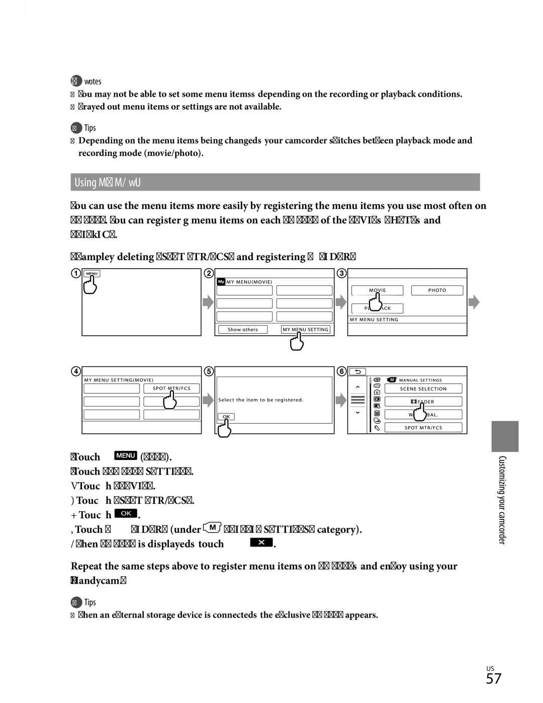 Sony HDR-CX350V, HD-RCX300, HDR-CX370, HDR-XR350 manual Using MY Menu, Customizing your camcorder 