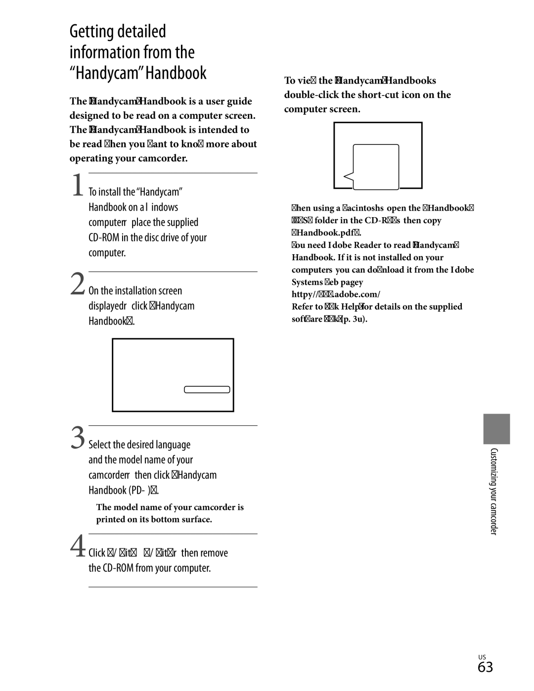 Sony HDR-CX370, HDR-CX350V, HD-RCX300, HDR-XR350 manual Getting detailed information from the Handycam Handbook 