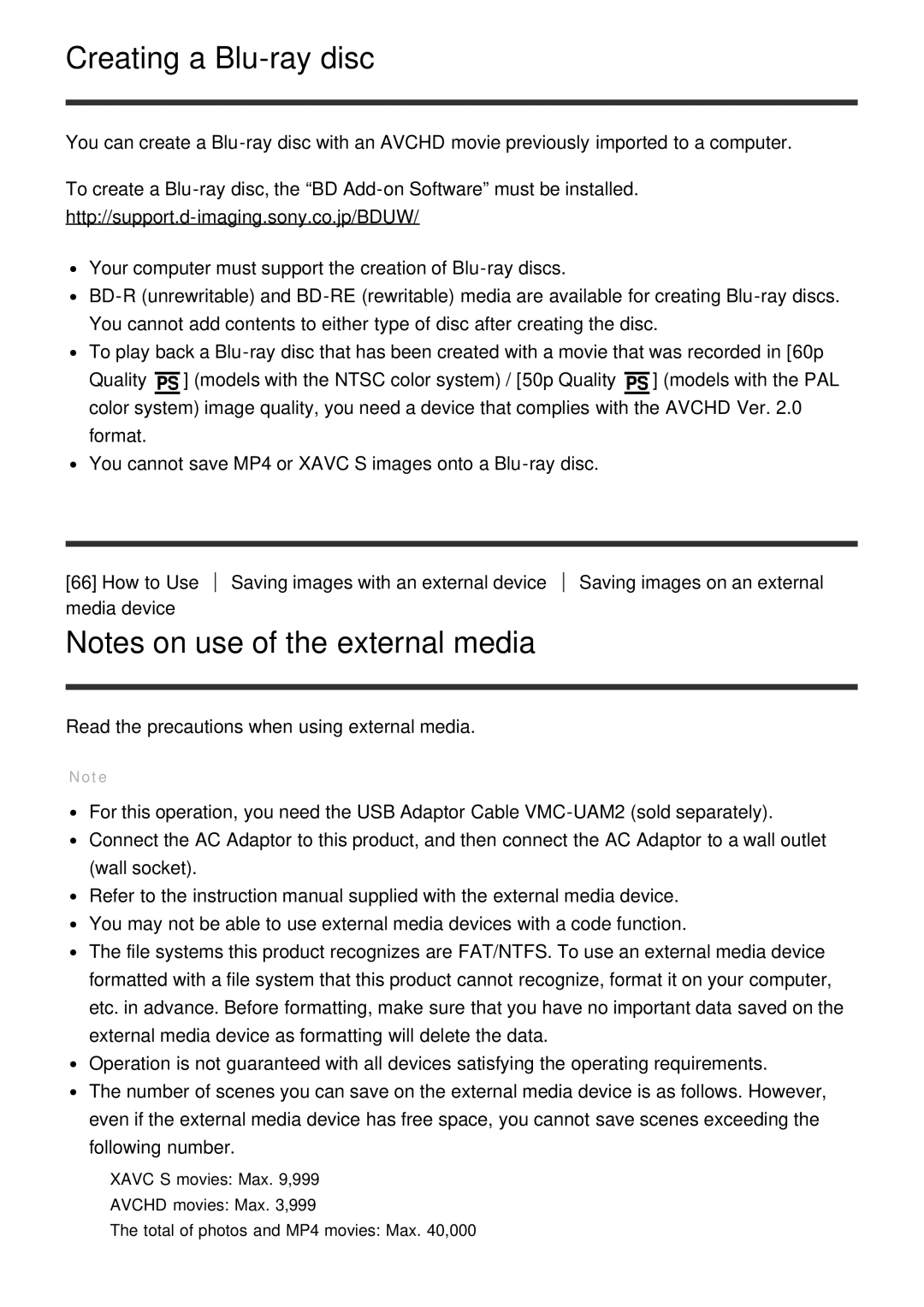 Sony HDR-CX900E, FDR-AX100E manual Creating a Blu-ray disc 