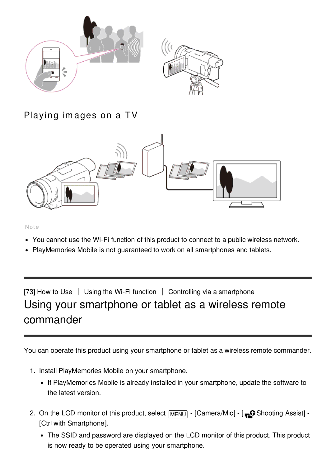 Sony HDR-CX900E, FDR-AX100E manual Playing images on a TV 