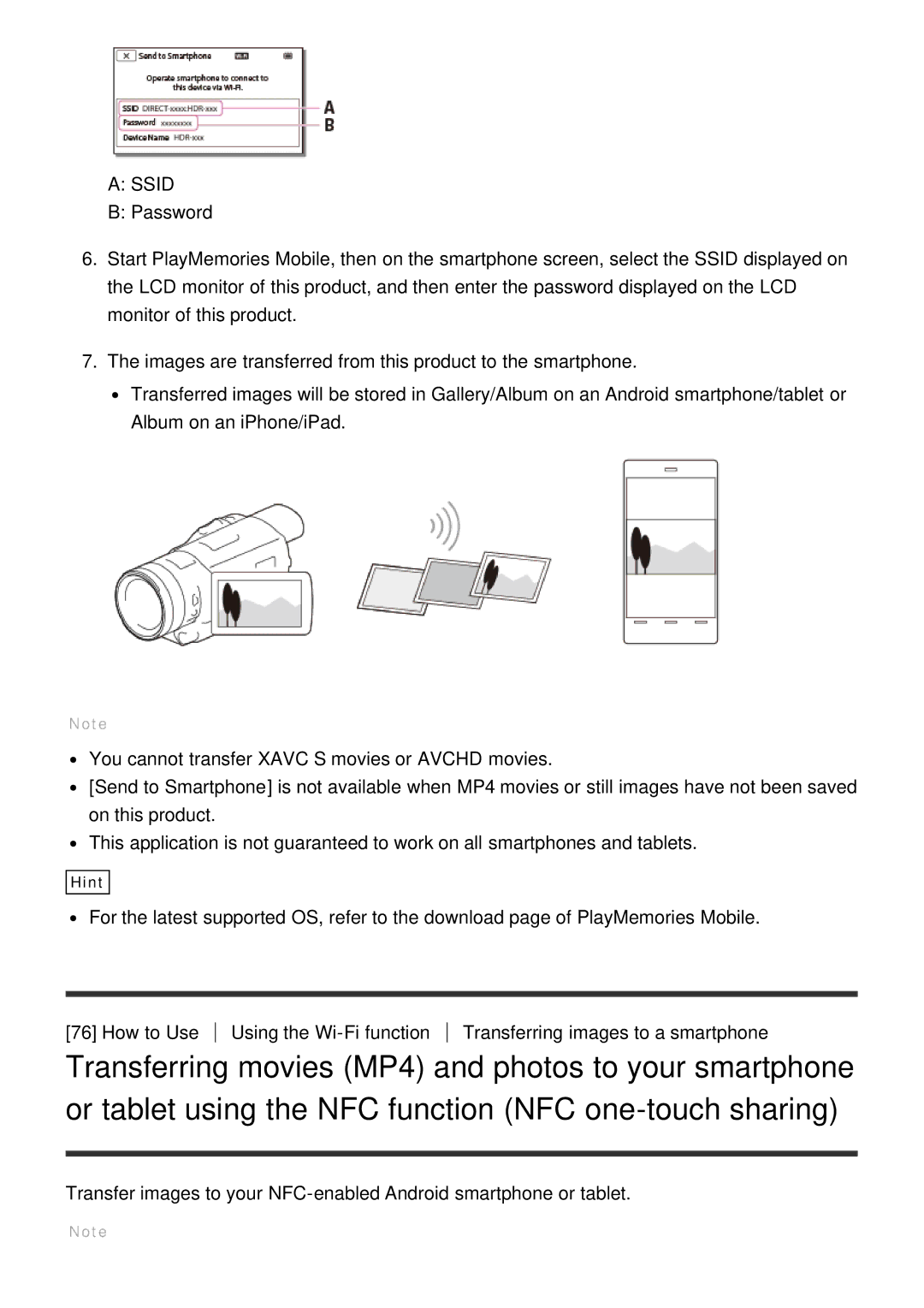 Sony HDR-CX900E, FDR-AX100E manual Ssid 