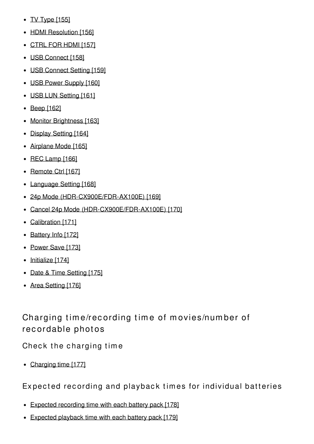 Sony HDR-CX900E, FDR-AX100E manual Check the charging time, Ctrl for Hdmi 