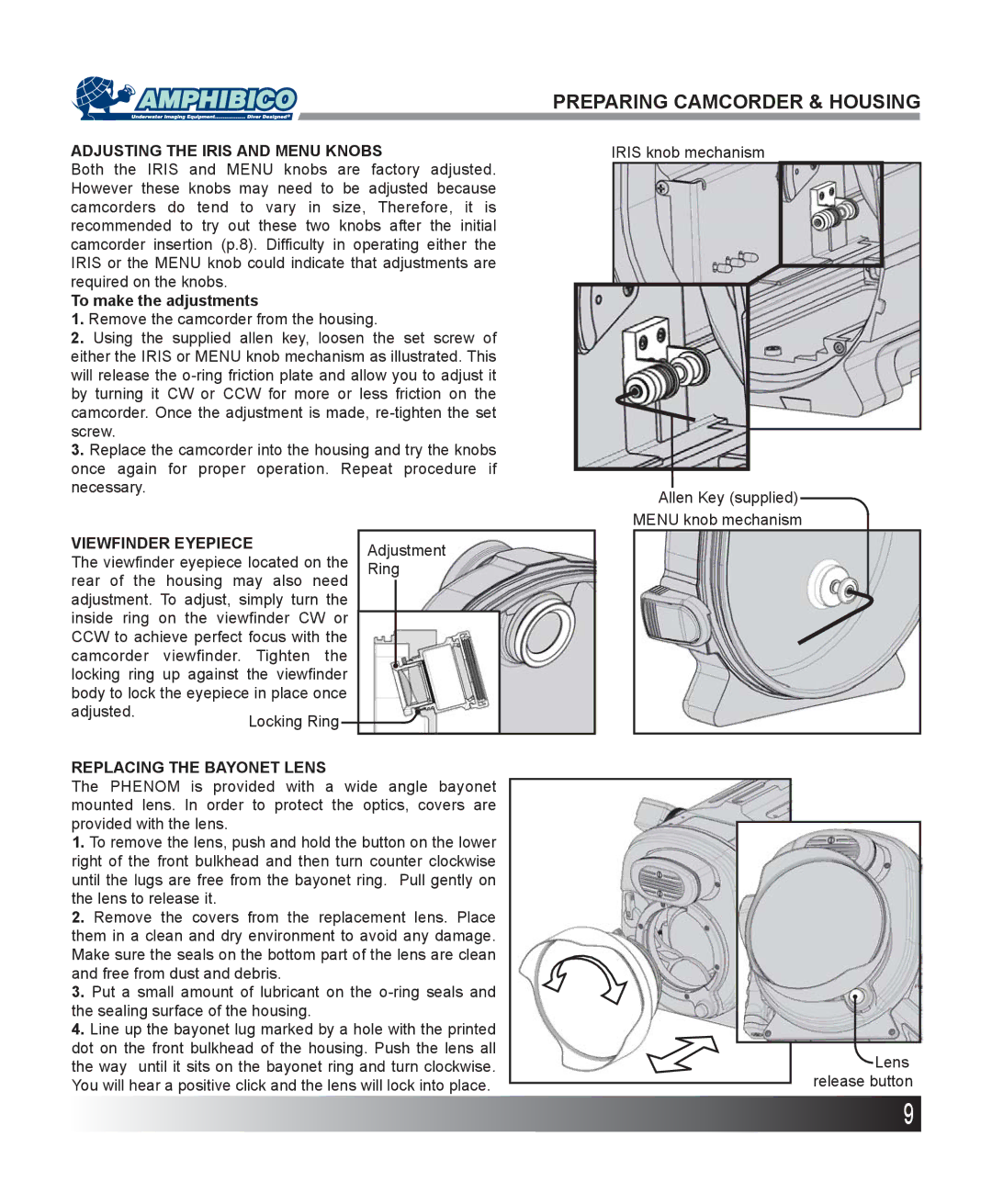 Sony HDR-FX1, HVR-Z1 Adjusting the Iris and Menu Knobs, Iris knob mechanism Allen Key supplied Menu knob mechanism 