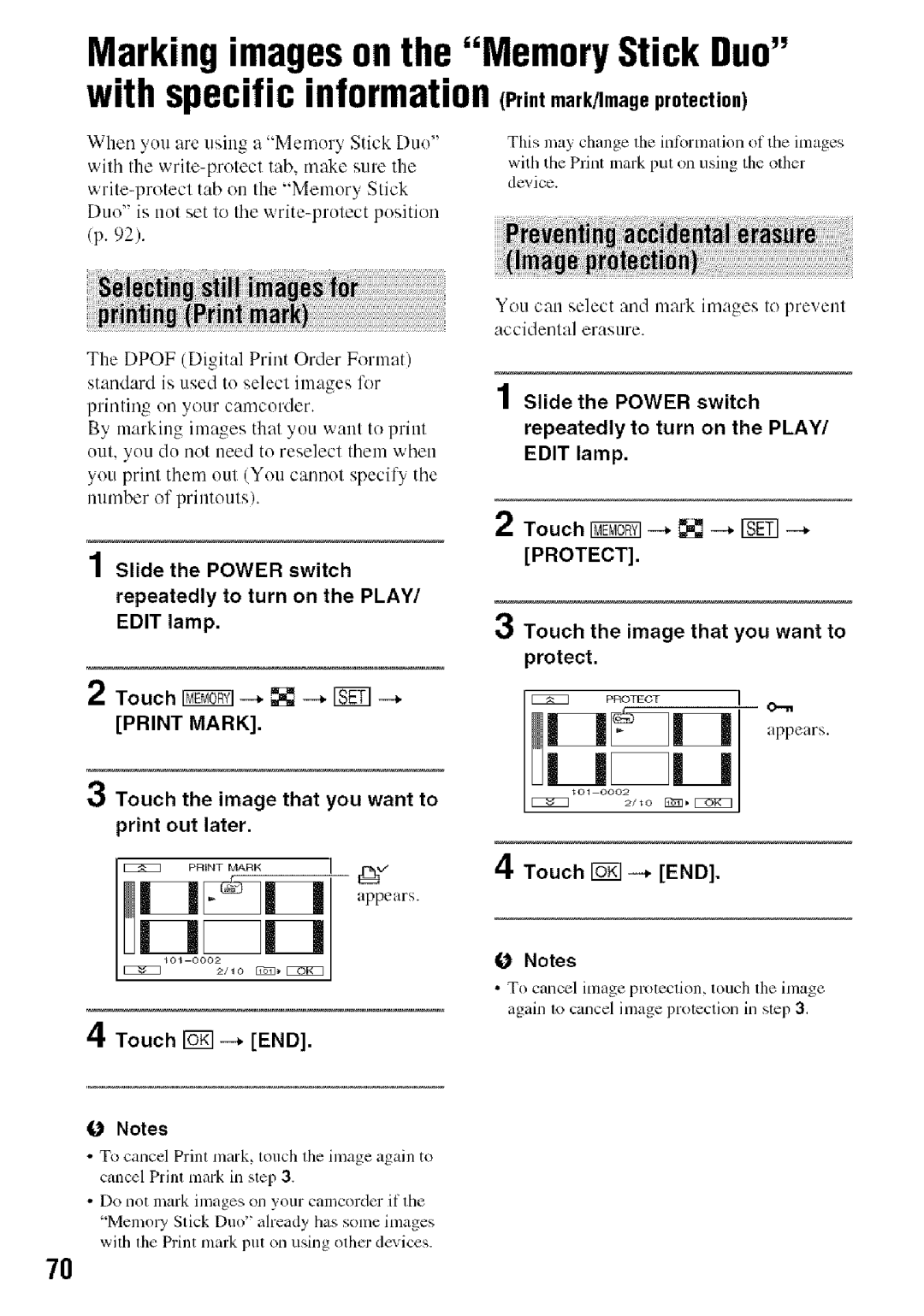 Sony HDR-HC9 manual Touch the image that you want to print out later, Touch ---*END, Touch IW --* --* Iset 