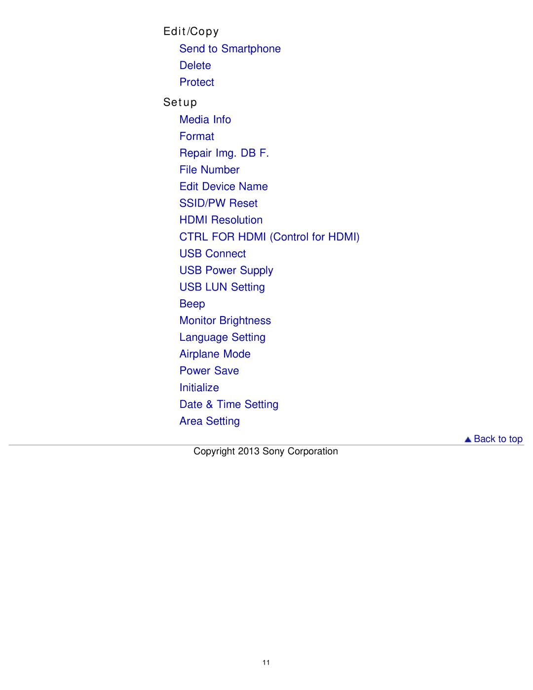 Sony HDR-MV1 manual Edit/Copy, Setup 