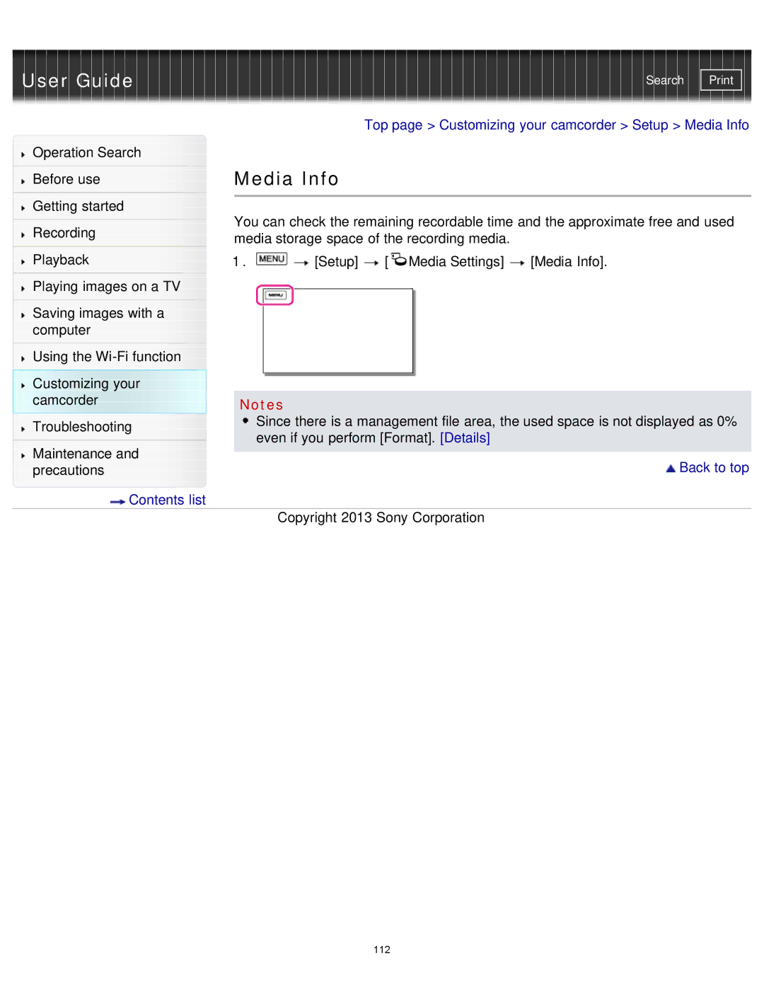 Sony HDR-MV1 manual Media Info 