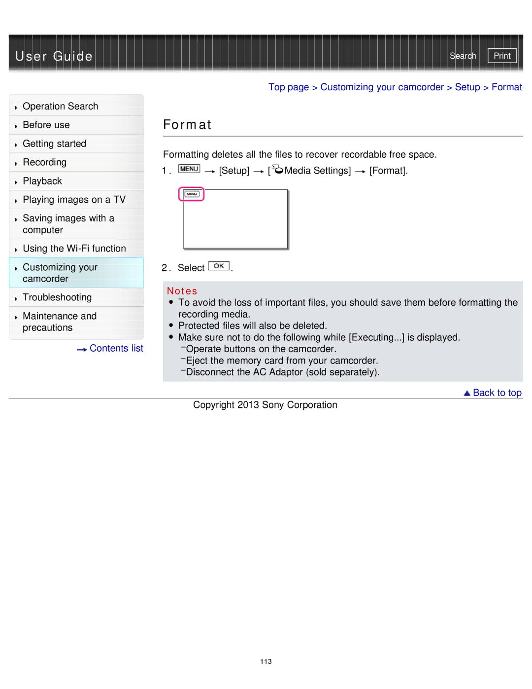 Sony HDR-MV1 manual Format 