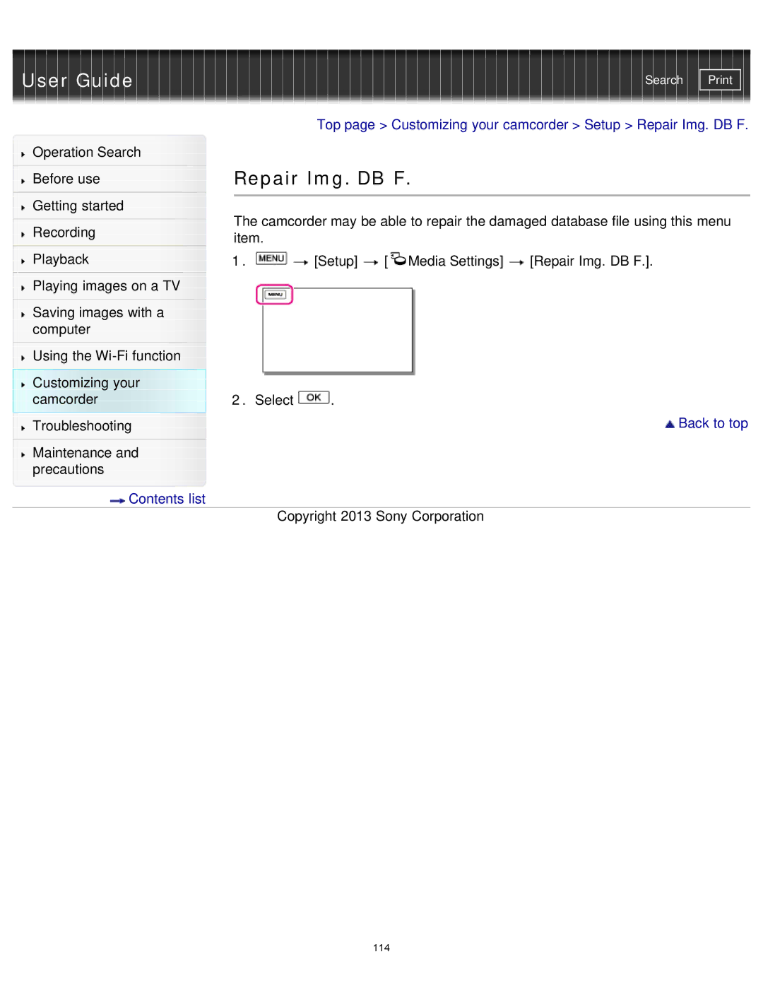 Sony HDR-MV1 manual Repair Img. DB F 