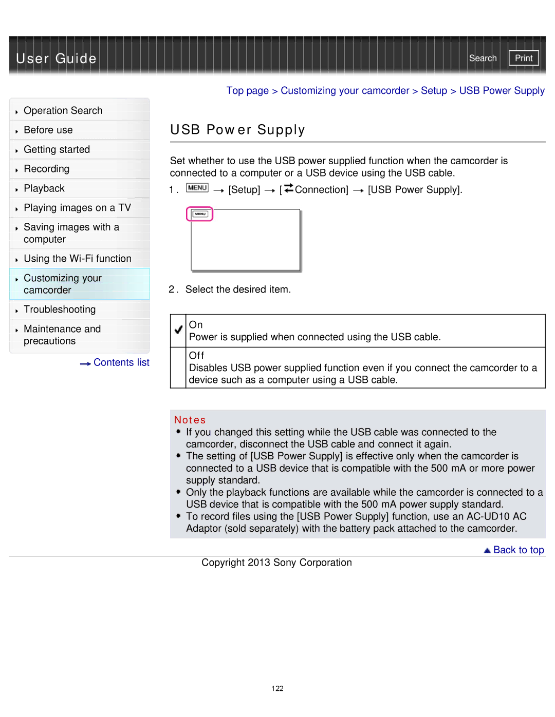 Sony HDR-MV1 manual USB Power Supply 