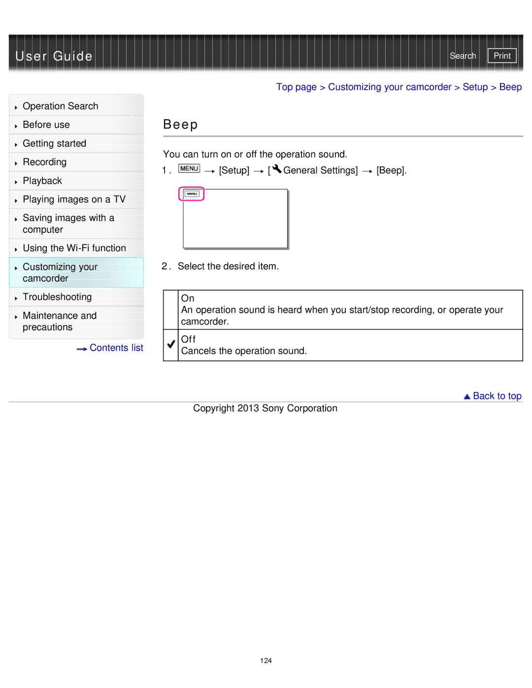 Sony HDR-MV1 manual Beep 