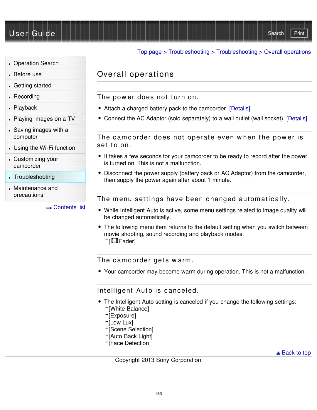 Sony HDR-MV1 manual Overall operations 