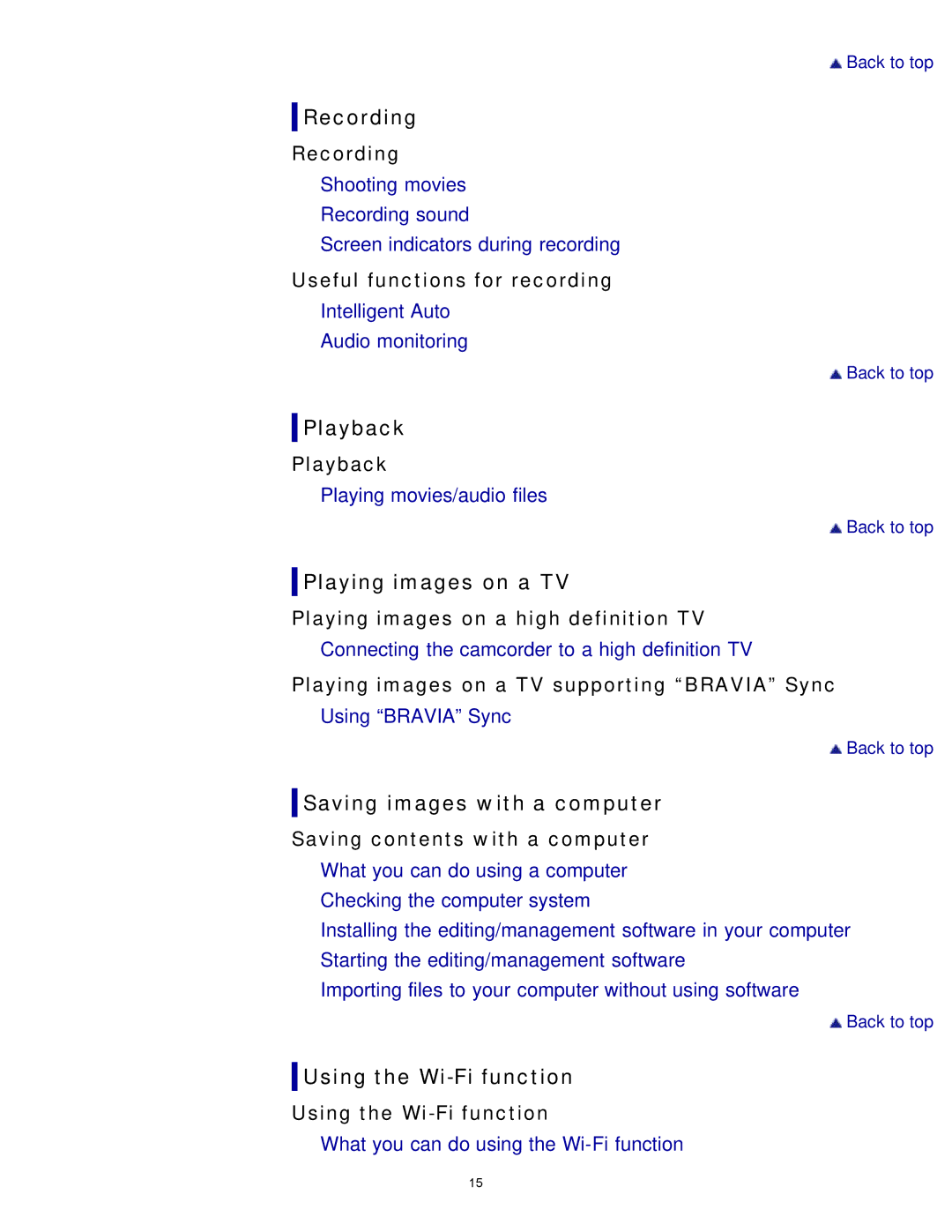 Sony HDR-MV1 manual Recording 