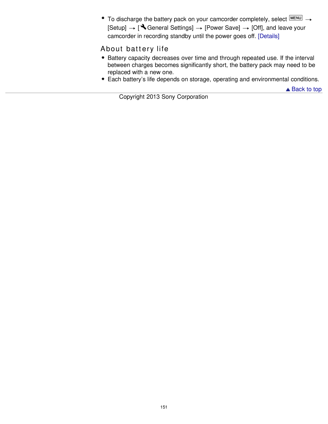 Sony HDR-MV1 manual About battery life 