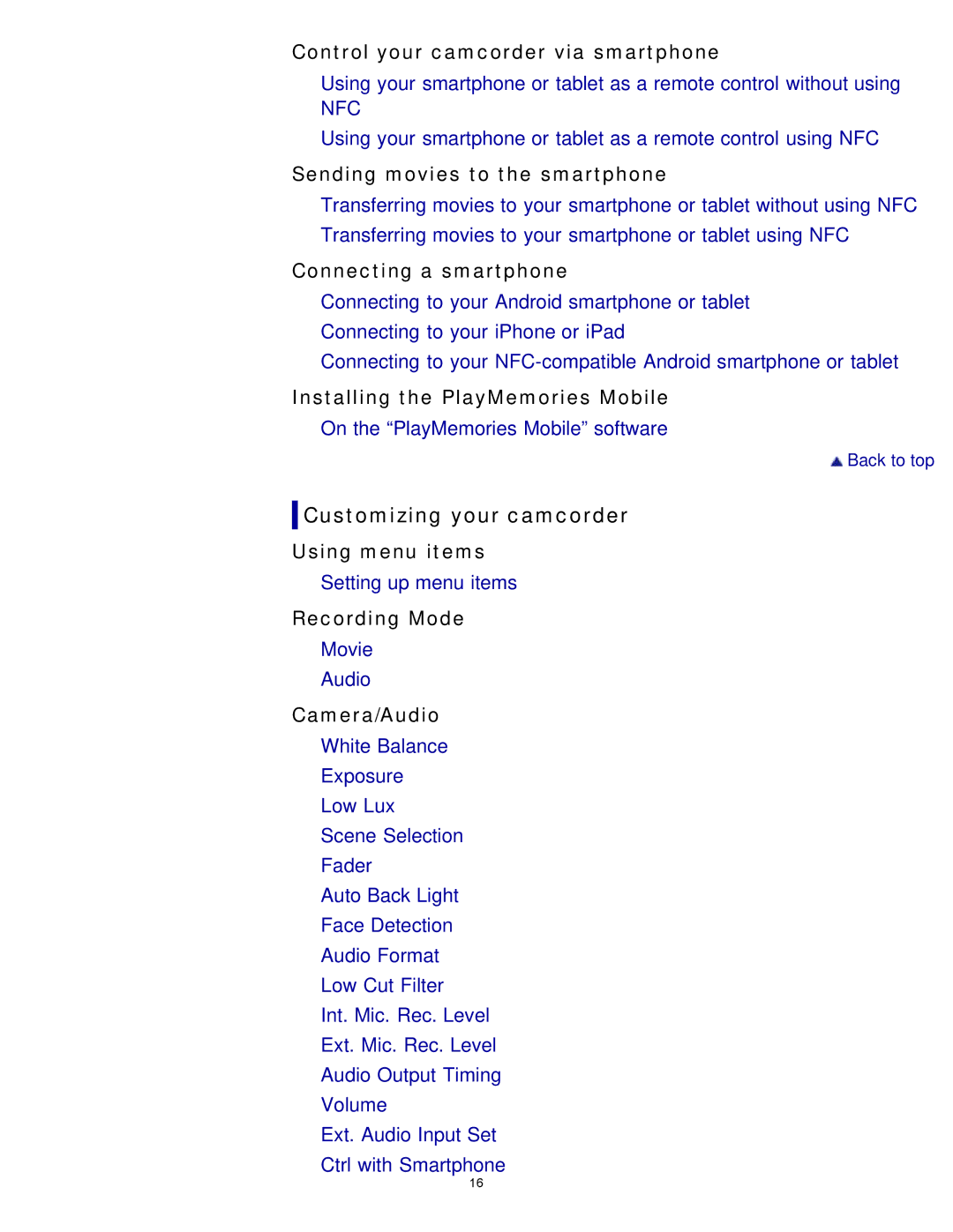 Sony HDR-MV1 manual Customizing your camcorder 