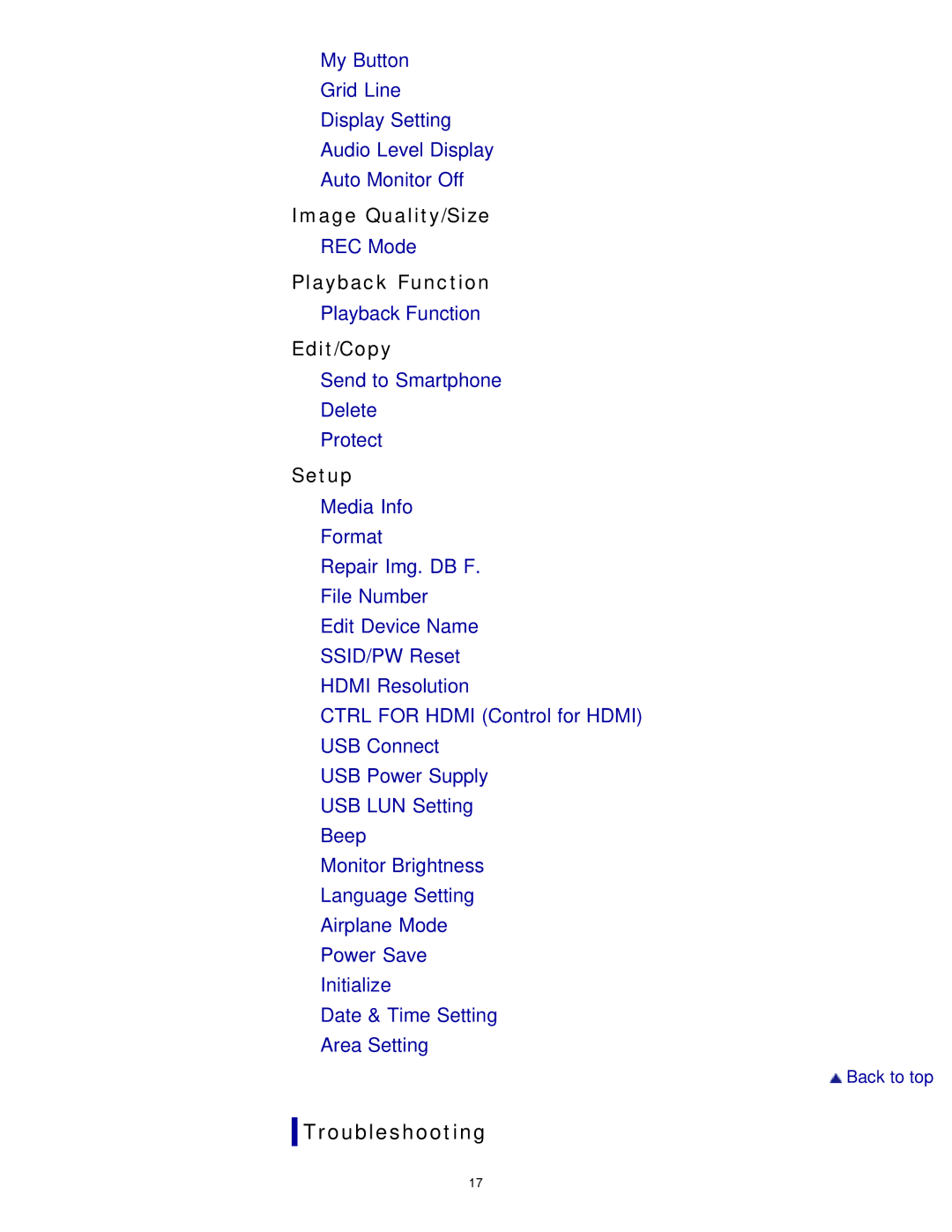 Sony HDR-MV1 manual Troubleshooting 