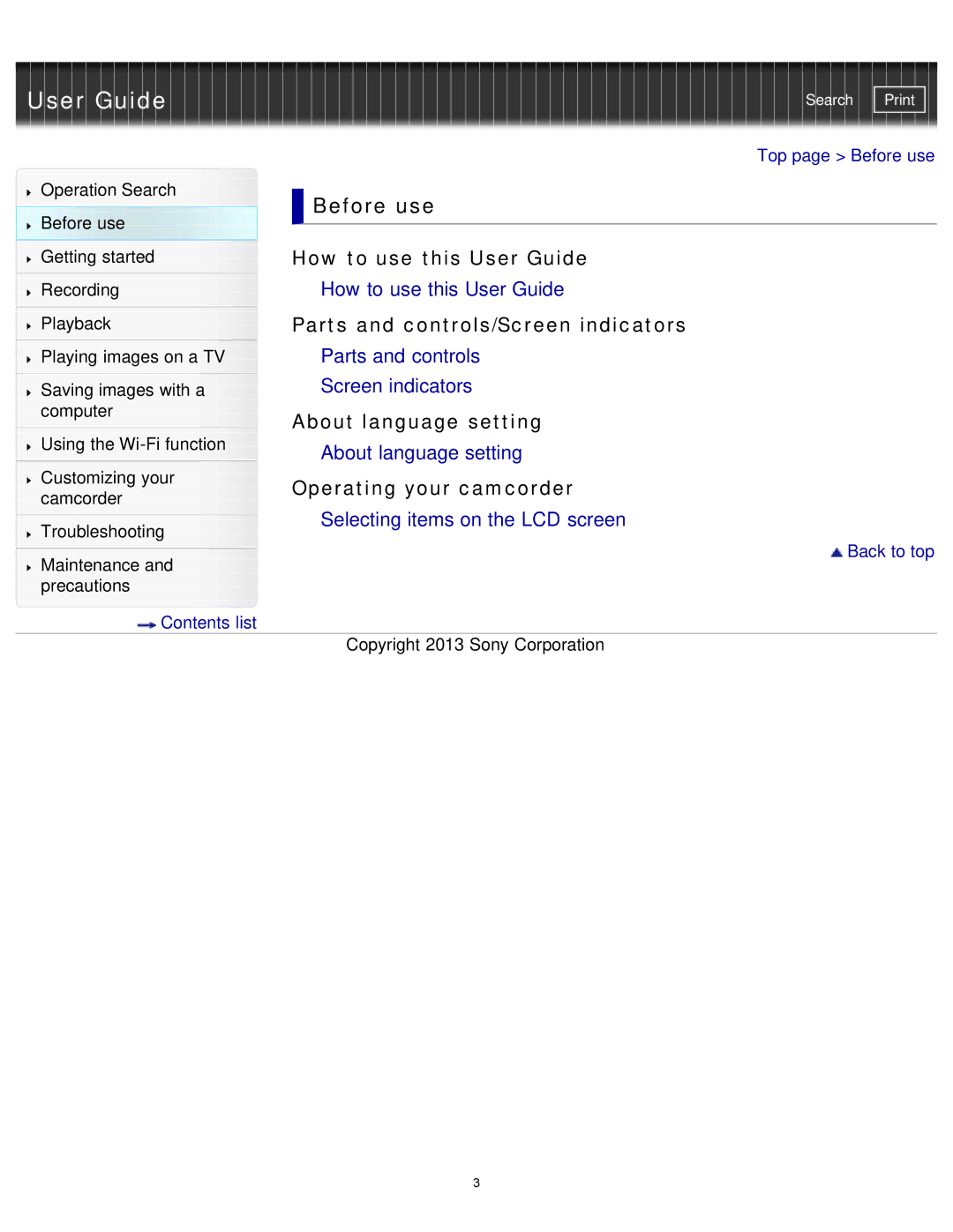 Sony HDR-MV1 manual Before use, How to use this User Guide, Parts and controls/Screen indicators, About language setting 