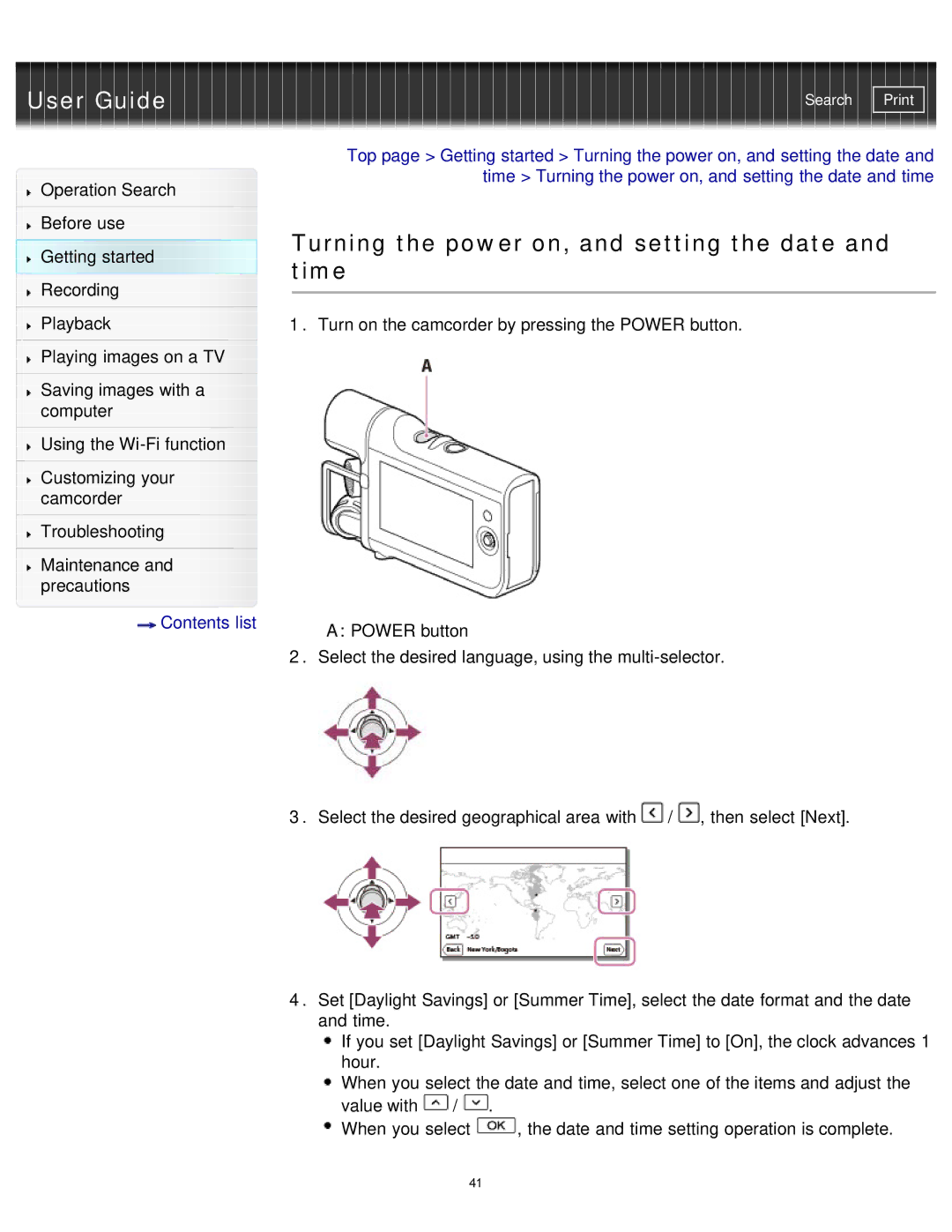 Sony HDR-MV1 manual Turning the power on, and setting the date and time 