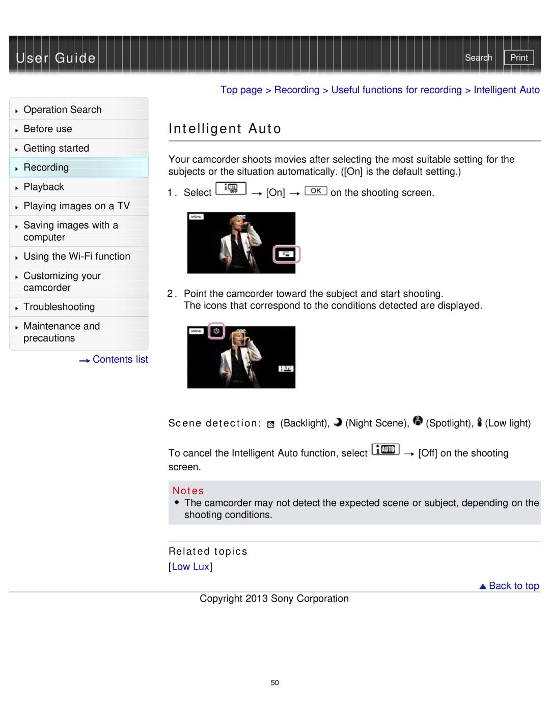 Sony HDR-MV1 manual Intelligent Auto 