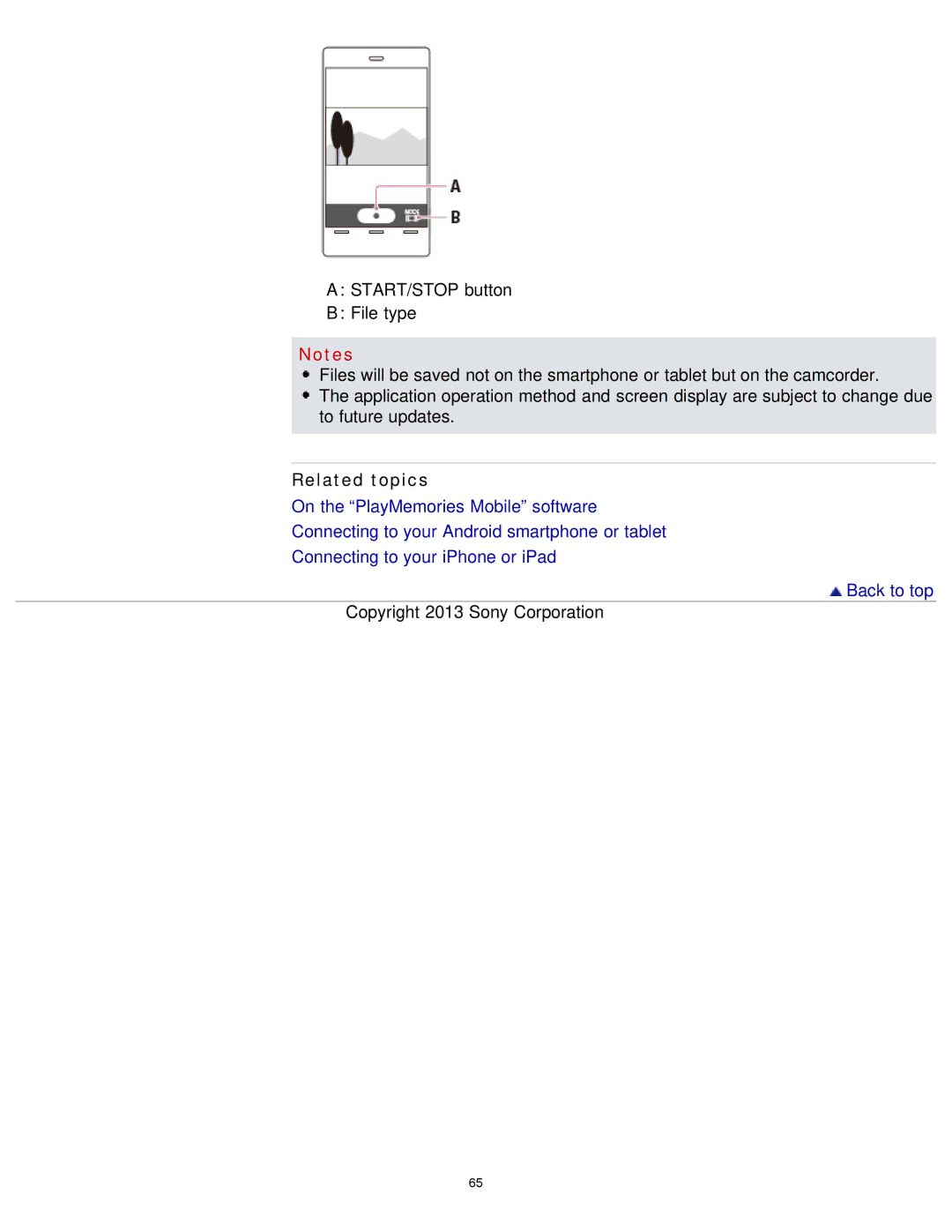 Sony HDR-MV1 manual Related topics 