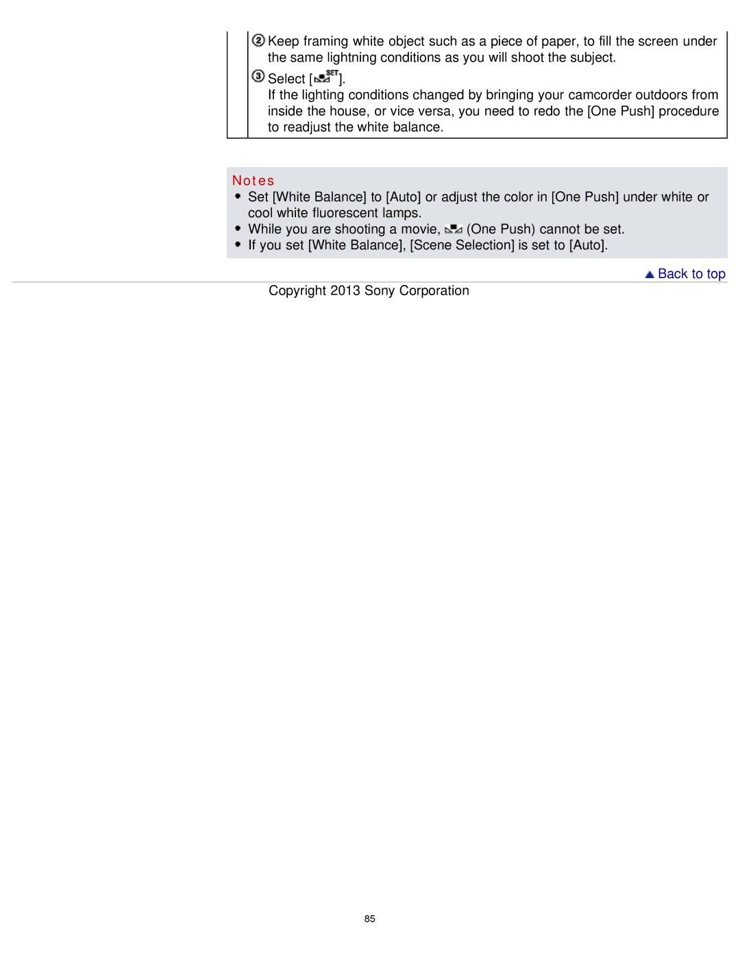 Sony HDR-MV1 manual Back to top 