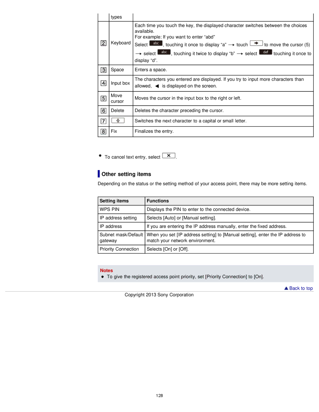 Sony HDR-PJ780E, PJ780VE, PJ790VE, PJ790E manual Other setting items, Setting items Functions 