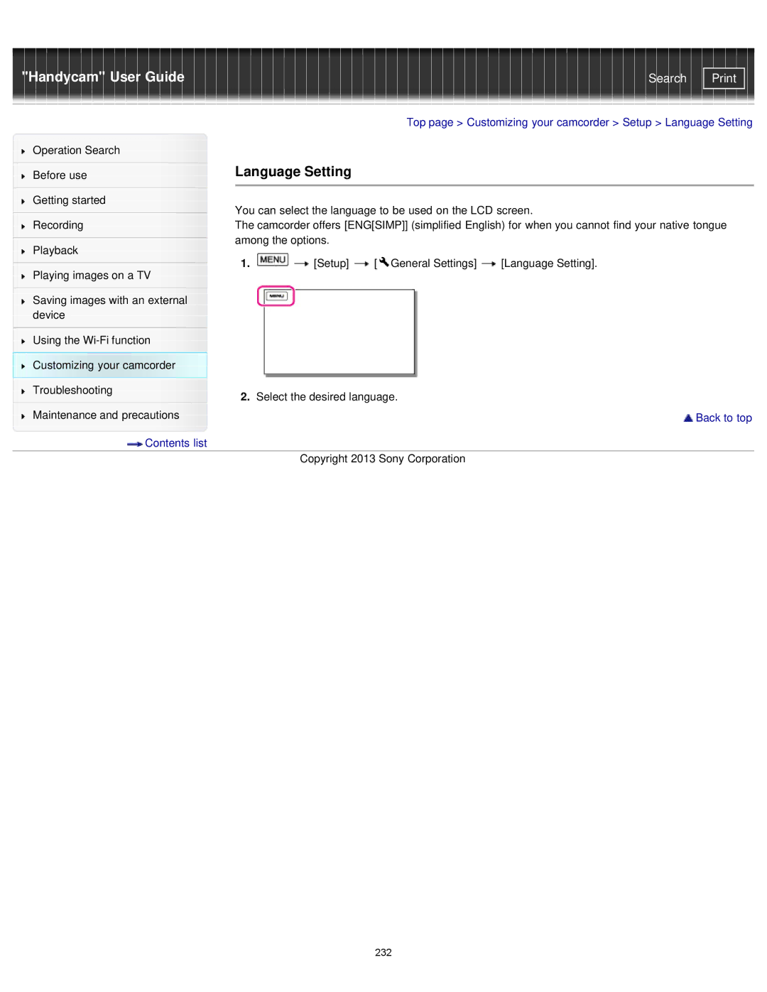 Sony PJ790VE, HDR-PJ780E, PJ780VE, PJ790E manual Language Setting 