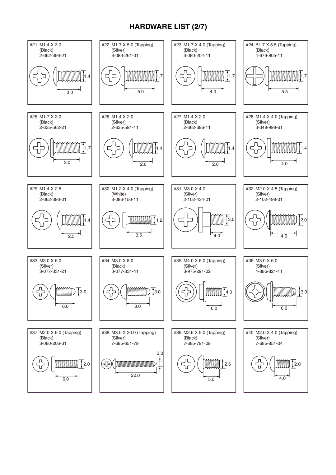 Sony HDR-SR11E, HDR-SR12E service manual Hardware List 2/7 