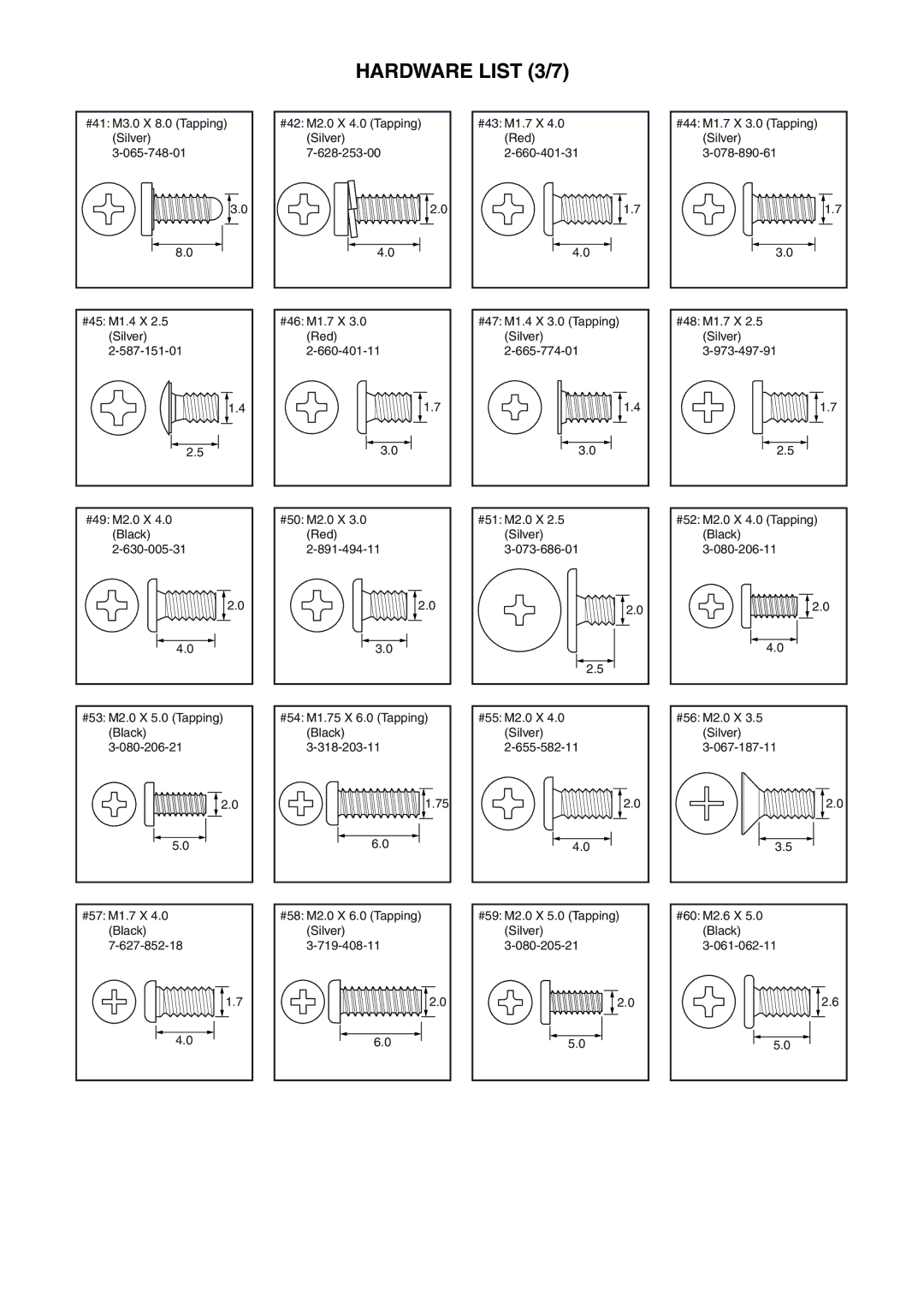 Sony HDR-SR11E, HDR-SR12E service manual Hardware List 3/7 