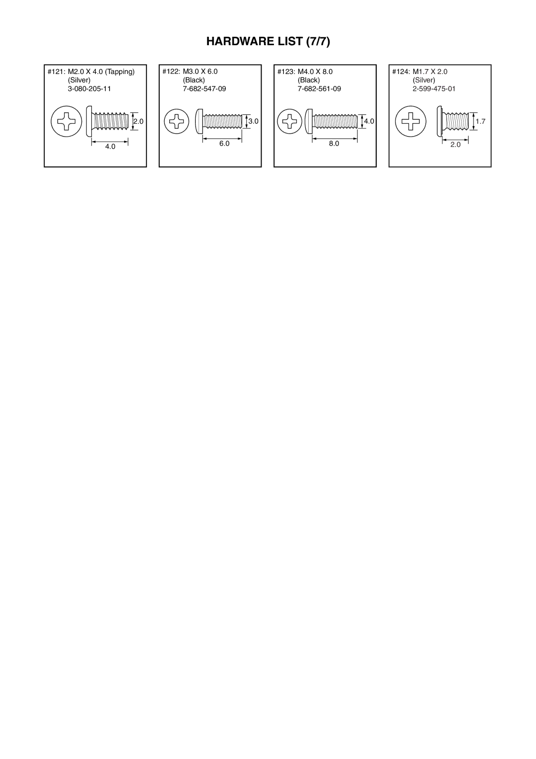 Sony HDR-SR11E, HDR-SR12E service manual Hardware List 7/7 