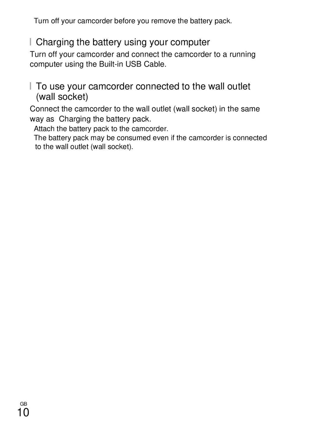 Sony HDRPJ540B manual  Charging the battery using your computer 