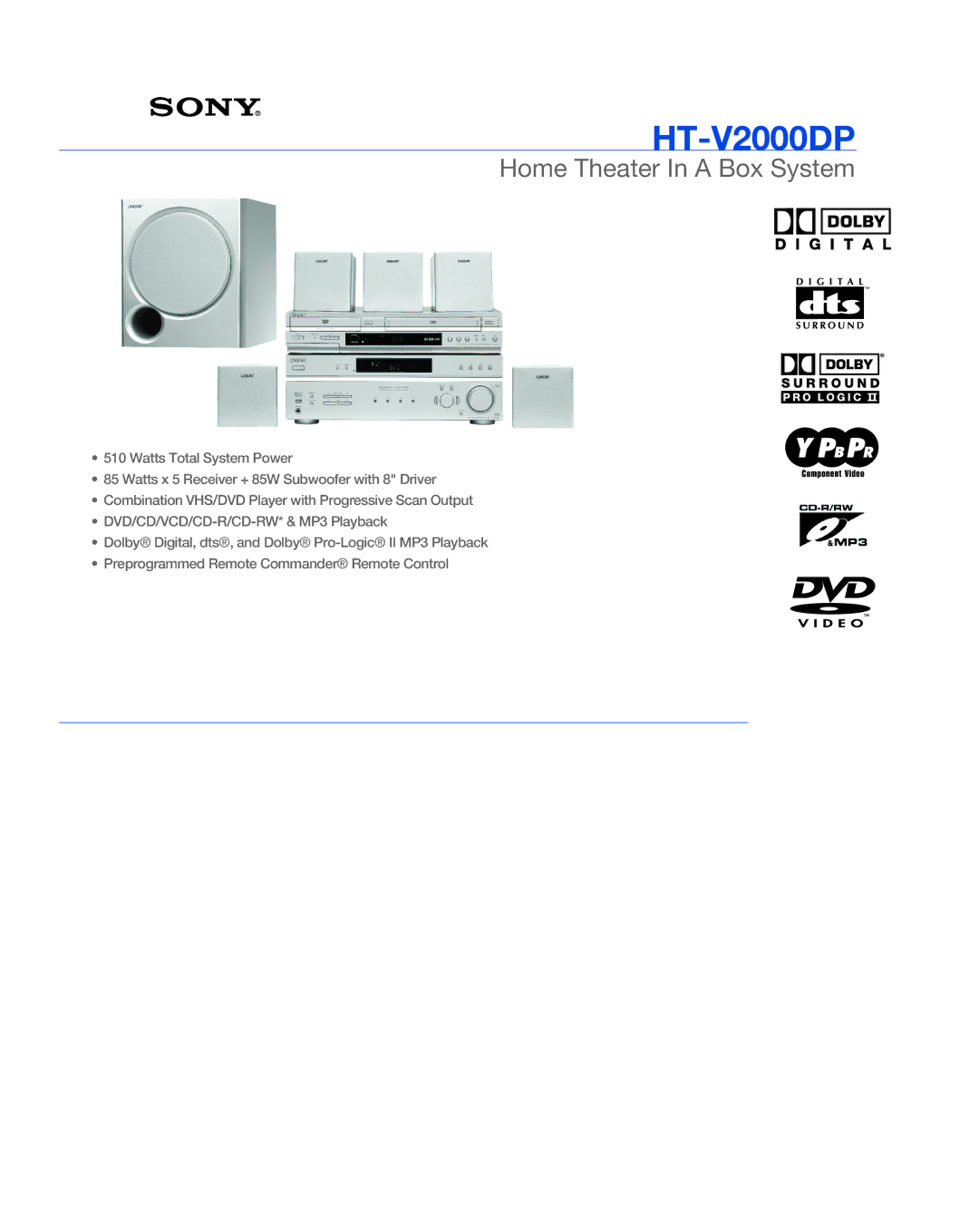 Sony HT-V2000DP manual 