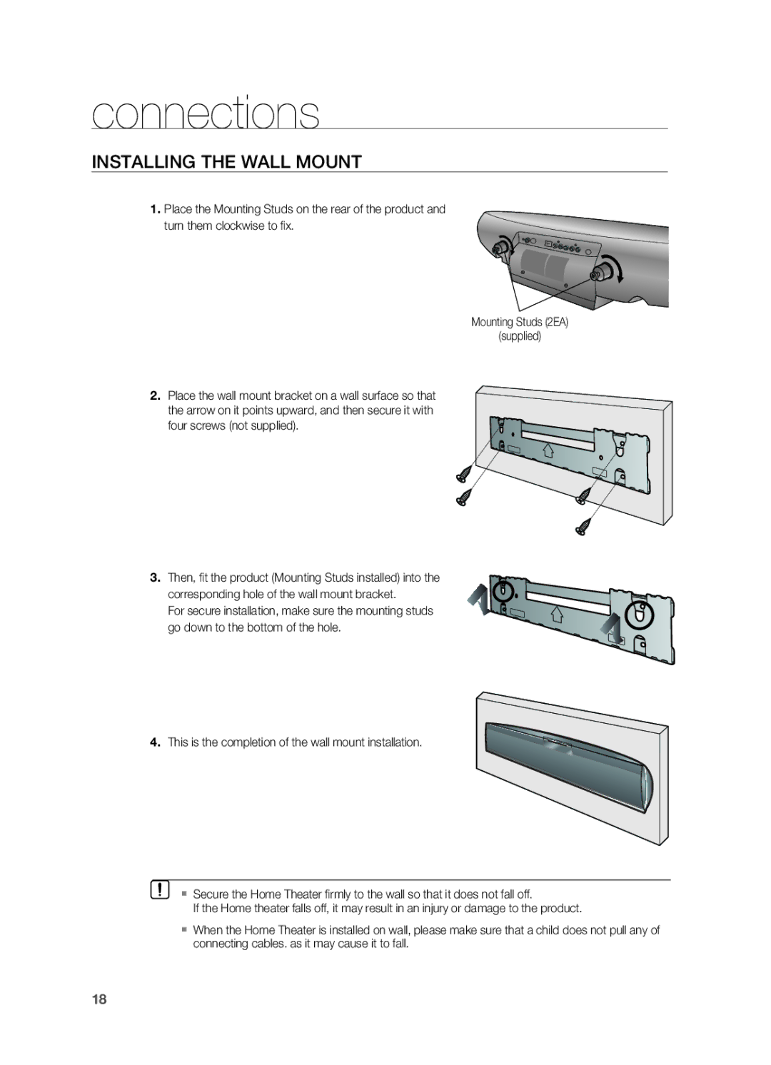 Sony HT-X810 user manual INSTAllING the WAll Mount 