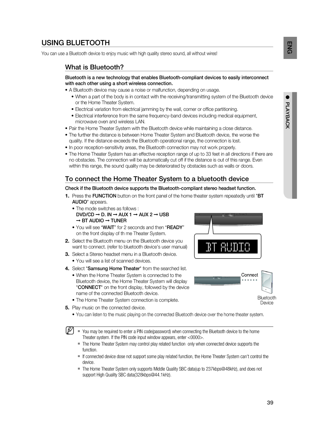 Sony HT-X810 user manual What is Bluetooth?, To connect the Home Theater System to a bluetooth device 