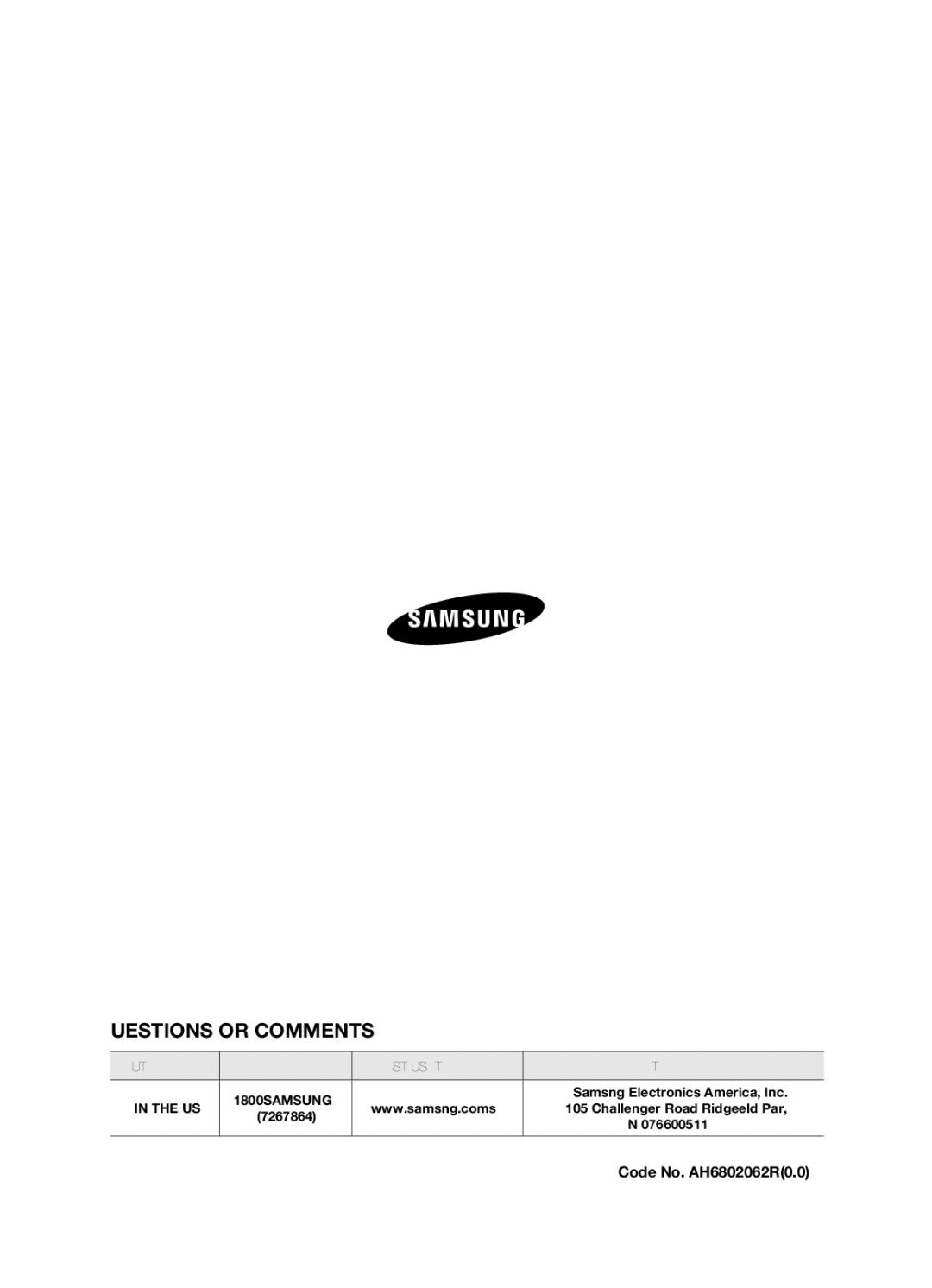 Sony HT-X810 user manual Questions or COMMENTS?, Code No. AH68-02062R0.0 