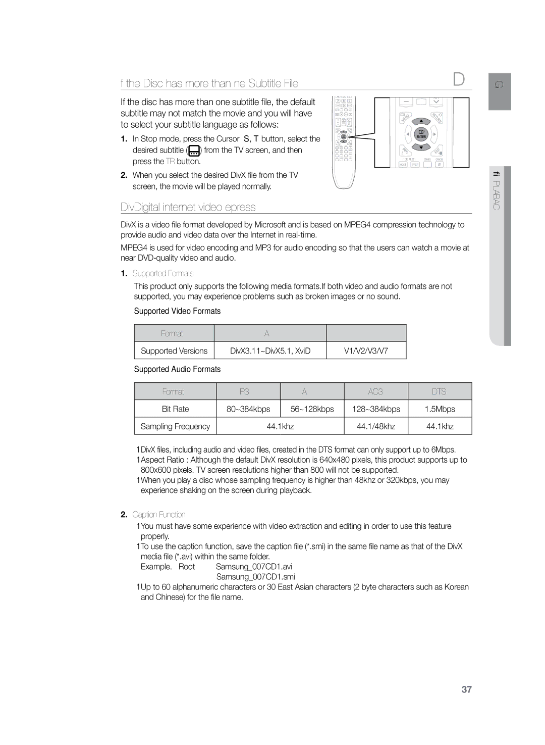 Sony HT-Z320 If the Disc has more than One Subtitle File, DivXDigital internet video eXpress, Avi Wmv, MP3 WMA, Dts 