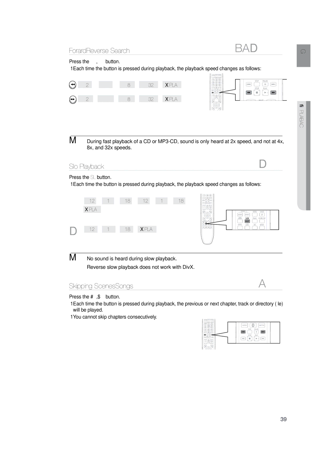 Sony HT-TZ322, HT-Z420, HT-Z320, HT-TZ425, HT-TZ422, HT-TZ325 user manual Slow Playback, Skipping Scenes/Songs 