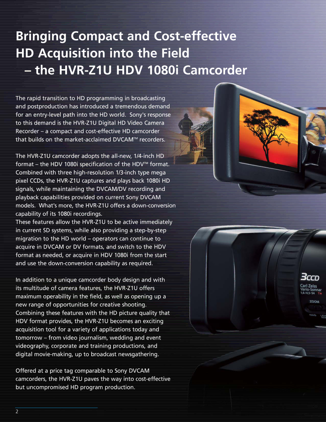 Sony manual HVR-Z1U HDV 1080i Camcorder 