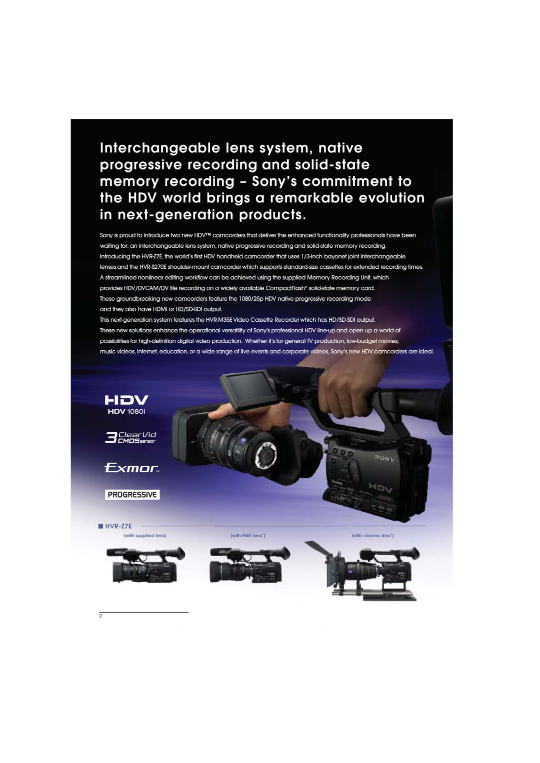 Sony HVR-M35E, HVR-S270E manual HVR-Z7E 