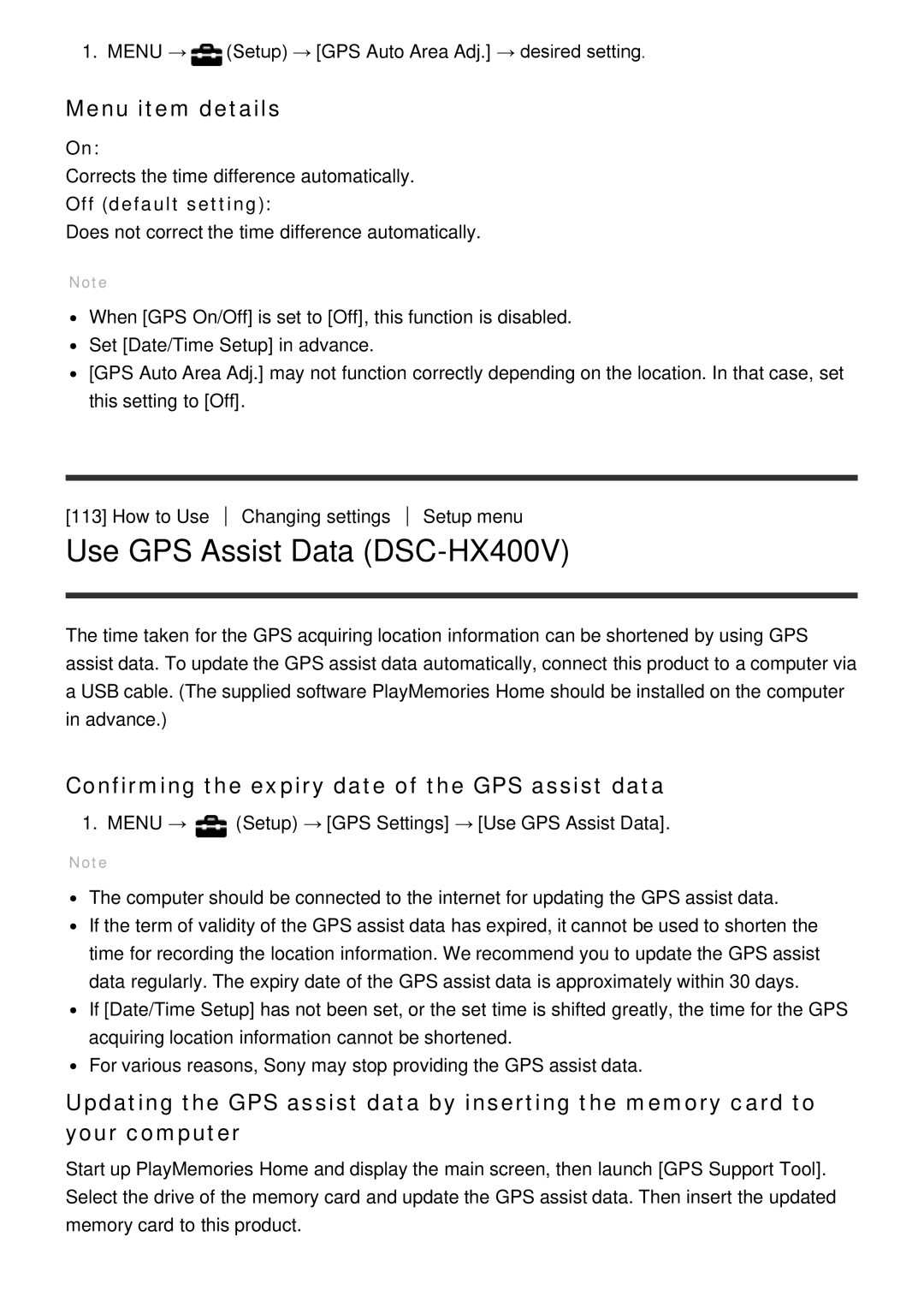 Sony manual Use GPS Assist Data DSC-HX400V, Confirming the expiry date of the GPS assist data 