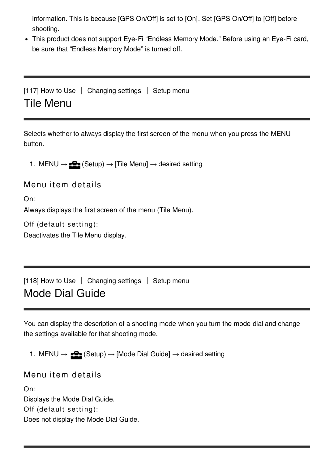 Sony DSC-HX400, HX400V manual Tile Menu, Mode Dial Guide 